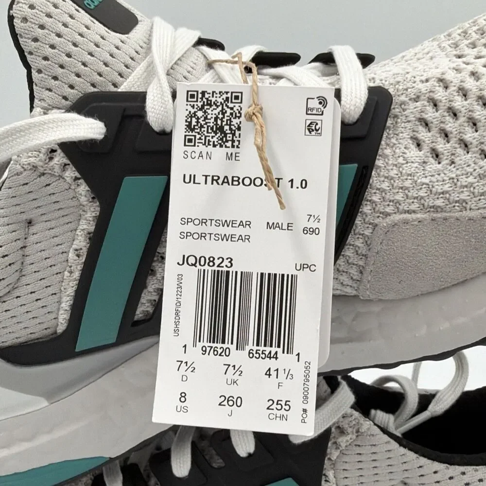 Adidas UltraBoost 1.0 Crystal White Pure Teal Grey Two JQ0823 Men’s Size 8